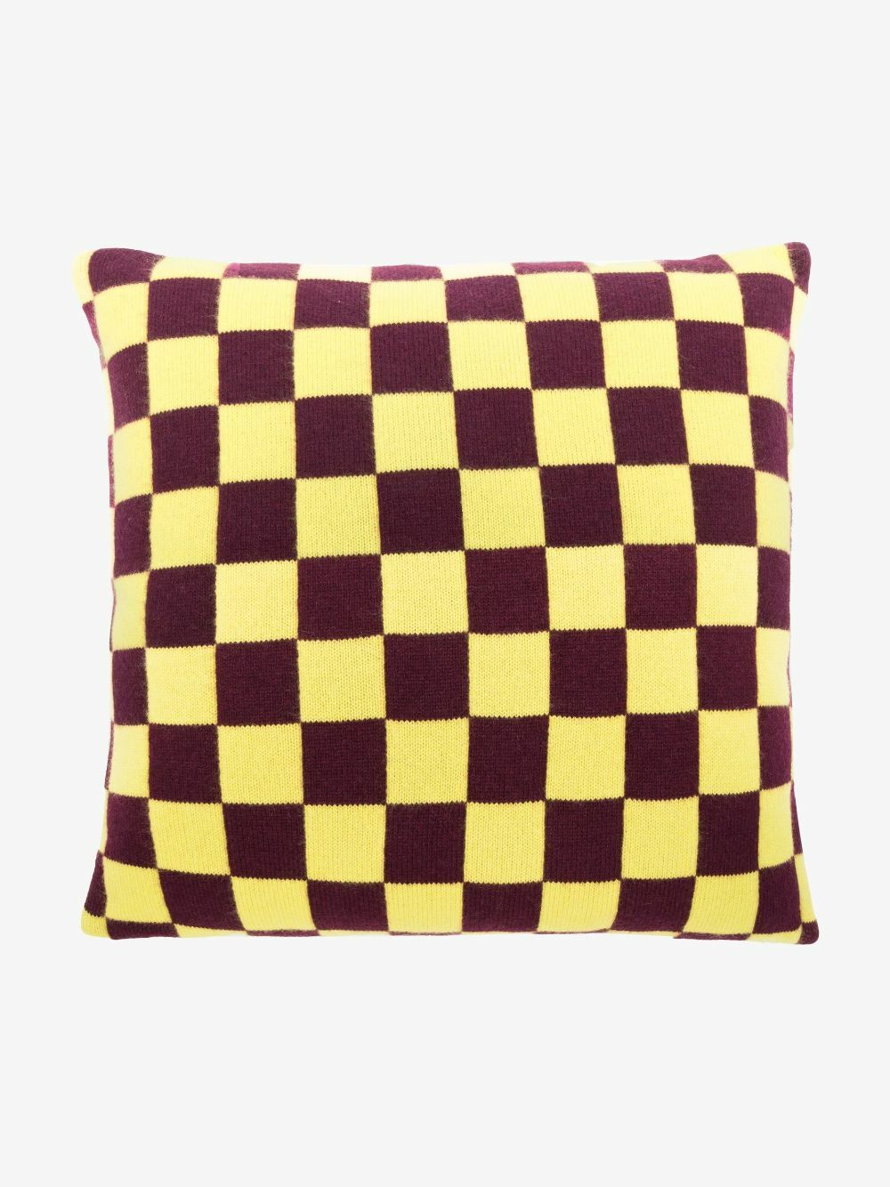 The Elder Statesman Yellow And Red Checkerboard Cashmere Cushion