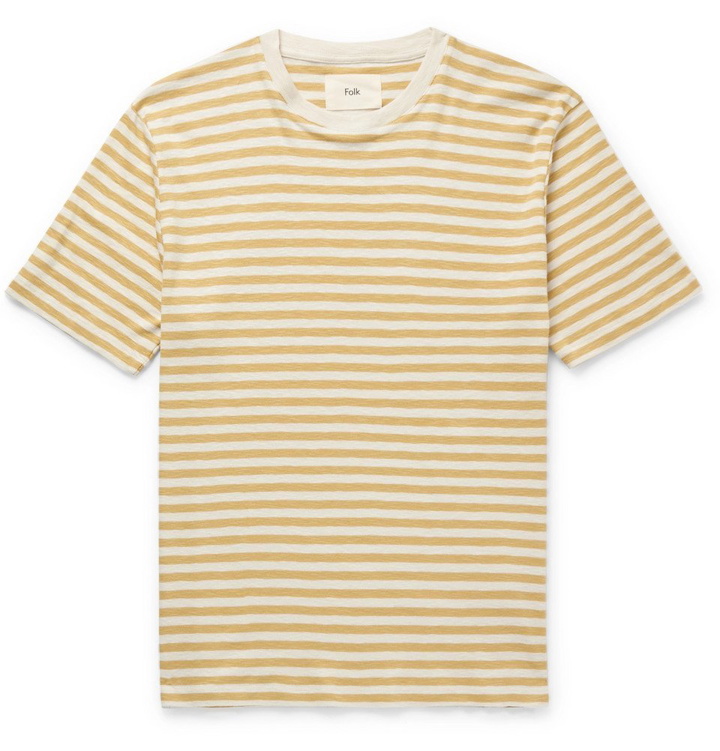 Photo: Folk - Striped Cotton-Jersey T-shirt - Yellow
