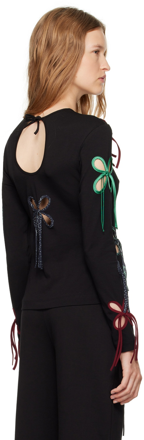 J.Kim Black Colorful Petal T-shirt