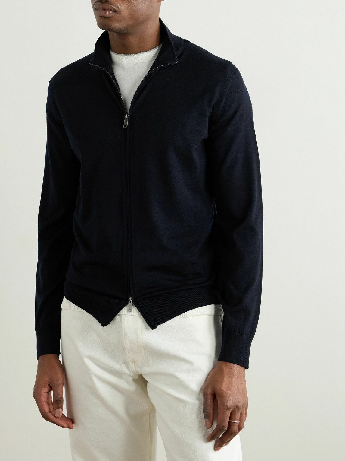 Zegna - Wool Zip-Up Cardigan - Blue