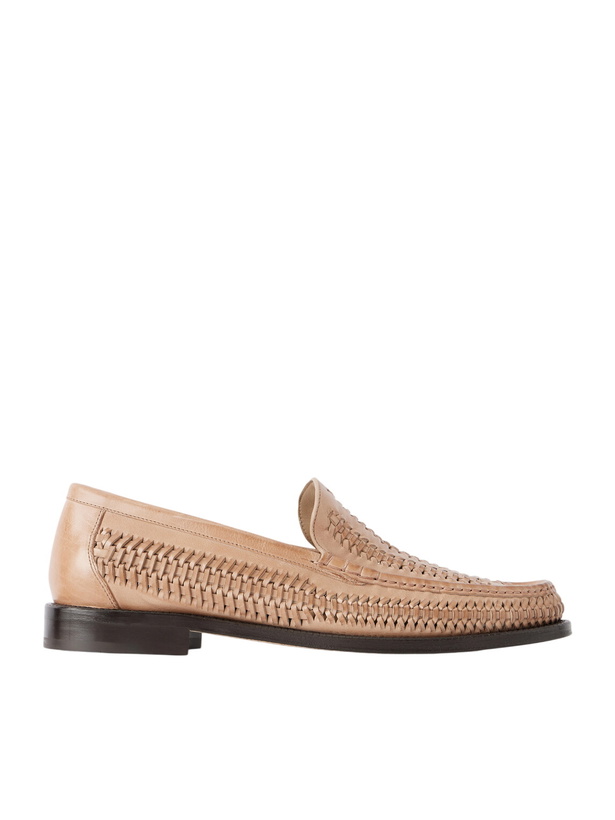 Photo: Brunello Cucinelli - Woven Leather Loafers - Brown