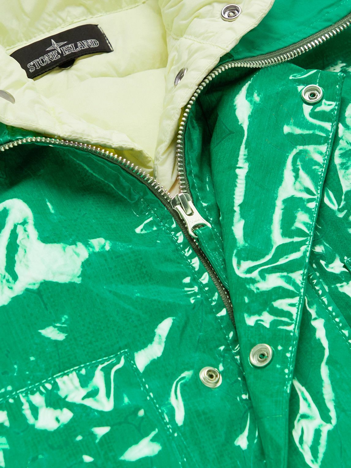 Stone Island Shadow Project - Convertible Layered Glossed-Cotton Hooded Down Jacket - Green