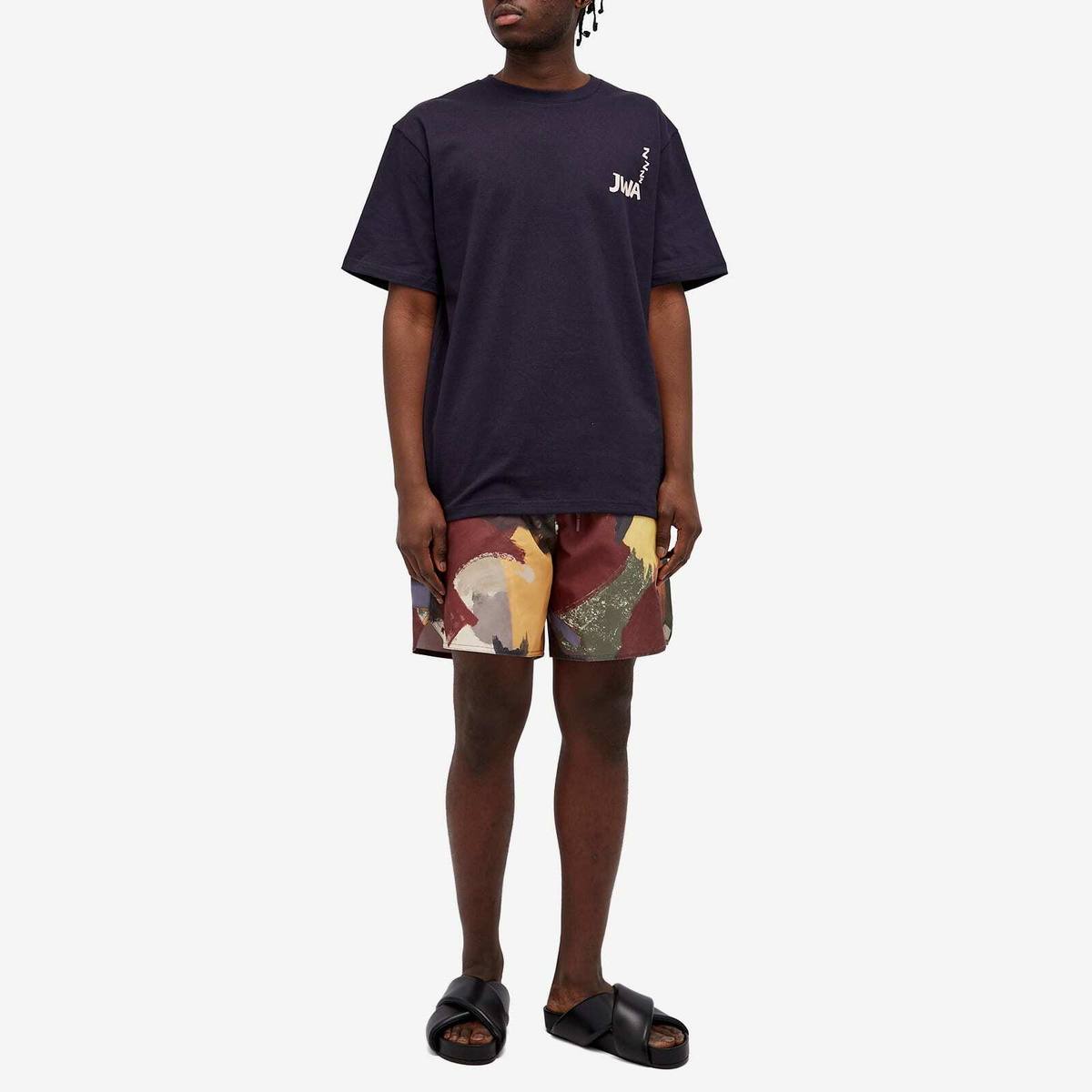 JW Anderson Men's Printed Swim Shorts in Olive JW Anderson