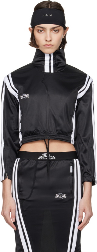 Photo: Prototypes Black Upcycled Upside Down Zip Up Sweatshirt