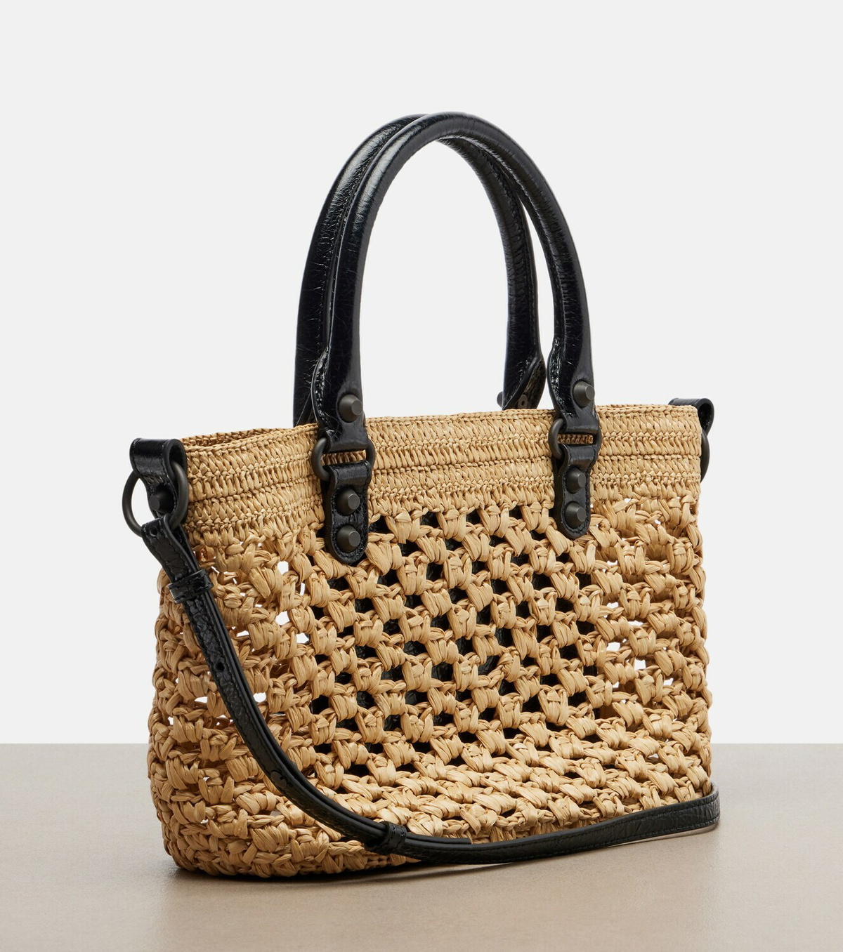 Balenciaga Le City Small raffia basket bag