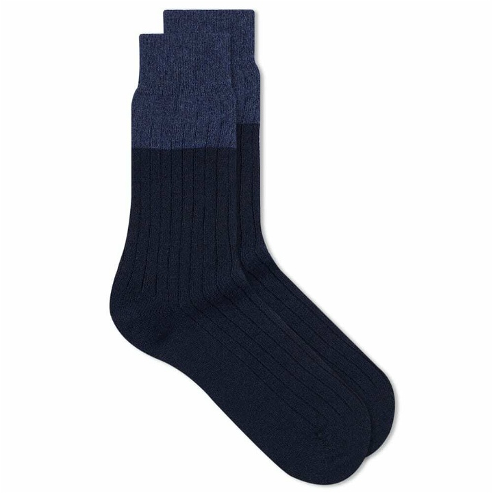 Photo: NN07 Men's Ten Colourblock Sock in Navy Blue/Blue