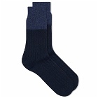 NN07 Men's Ten Colourblock Sock in Navy Blue/Blue