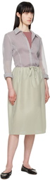 AMOMENTO Beige Shirring Organza Midi Skirt