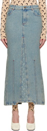Marine Serre Blue Moon Laser Denim Maxi Skirt