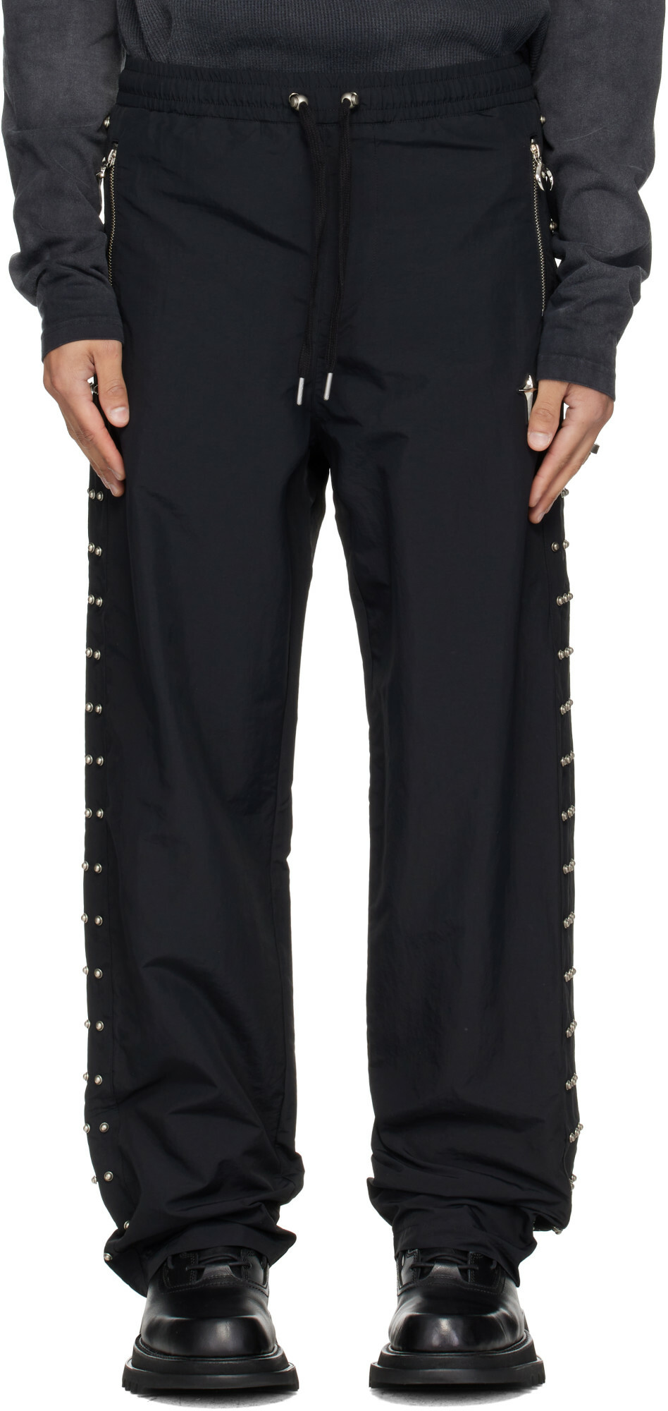 Thug Club Black Triple Line Stud Track Pants