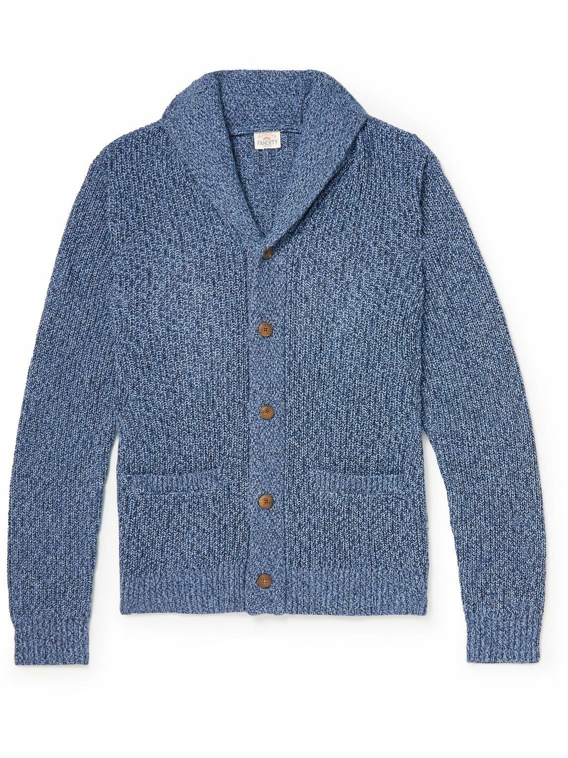 Faherty - Shawl-Collar Cotton and Cashmere-Blend Cardigan - Blue Faherty