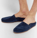 Mulo - Suede Backless Loafers - Navy