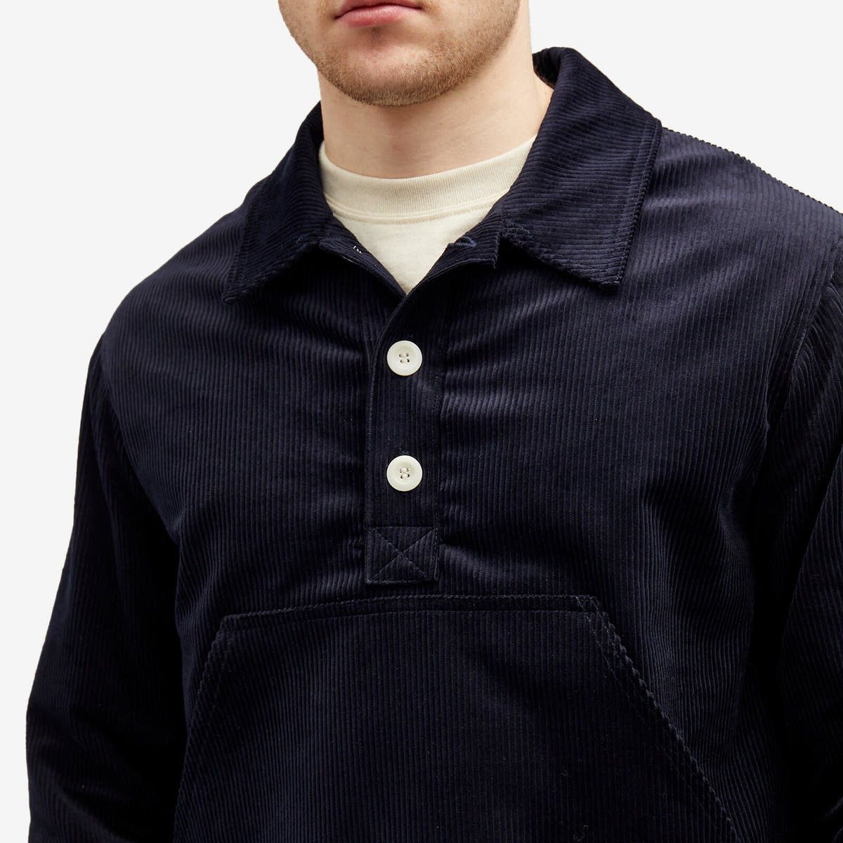 Café Mountain Men's Cord Leisure Pullover Jacket in Deep Navy