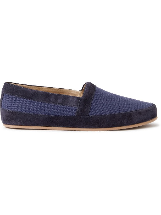 Photo: Mulo - Suede-Trimmed Canvas Loafers - Blue