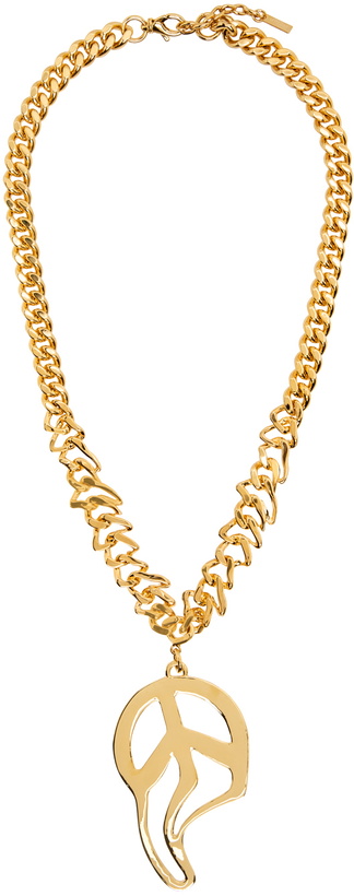 Photo: Moschino Gold Morphed Peace Symbol Necklace