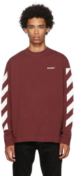 Off-White Burgundy Diag Long Sleeve T-Shirt