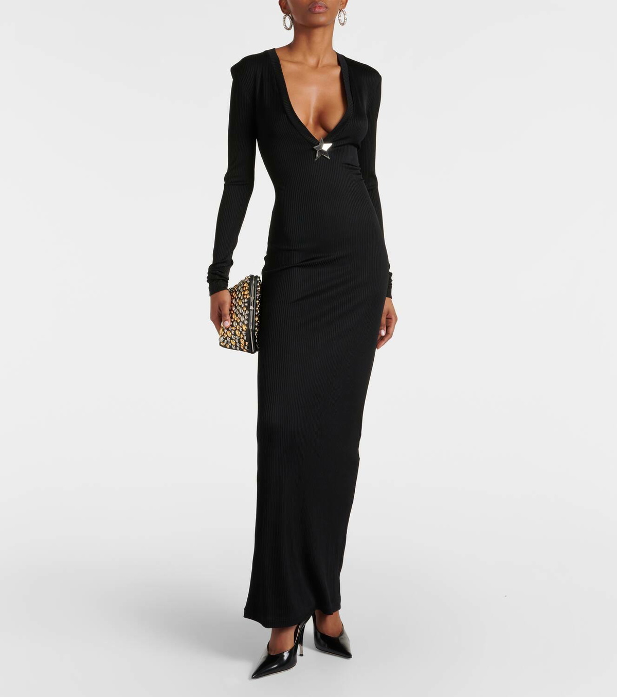 Area Star Stud jersey maxi dress