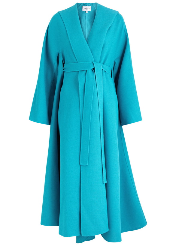 Photo: Alaïa Cape-effect Wool-blend Coat Turquoise