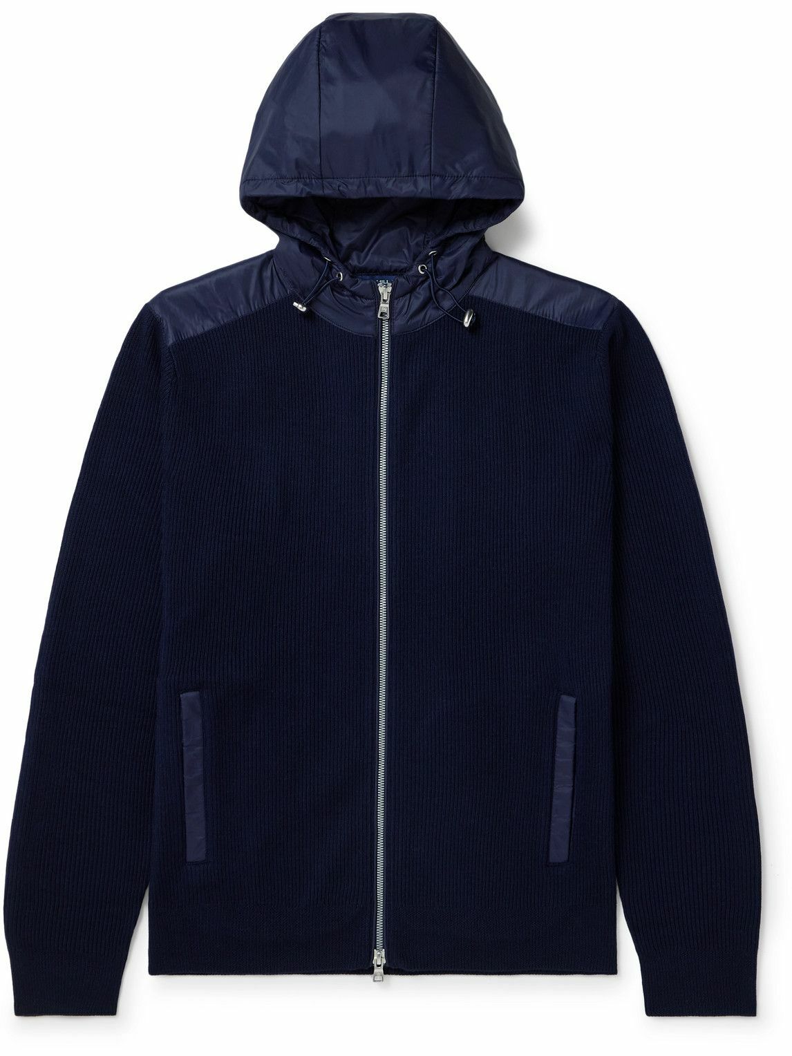 Peter Millar - Holdridge Hybrid Slim-Fit Nylon-Trimmed Ribbed Wool Hooded Jacket - Blue