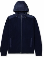 Peter Millar - Holdridge Hybrid Slim-Fit Nylon-Trimmed Ribbed Wool Hooded Jacket - Blue