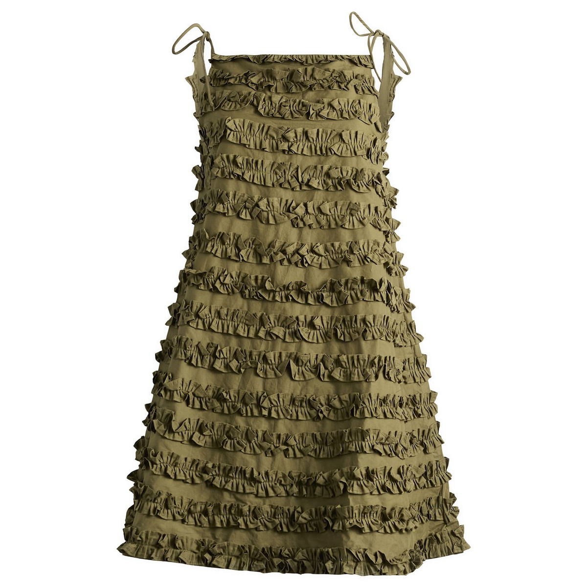 Damson Madder Women's Leili Ruffle Mini Dress in Olive