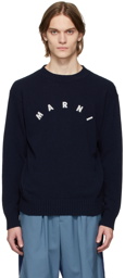 Marni Navy Embroidered Logo Sweater