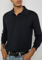 Saint Laurent Silk and Cotton-blend Polo Shirt Dark Blue
