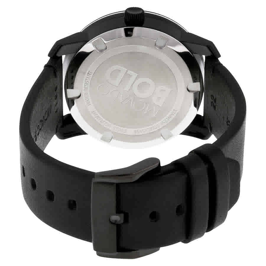 Movado Bold Black Museum Dial Black Leather Unisex Watch 3600306