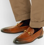 Gucci - Jordaan Horsebit Burnished-Leather Loafers - Men - Light brown