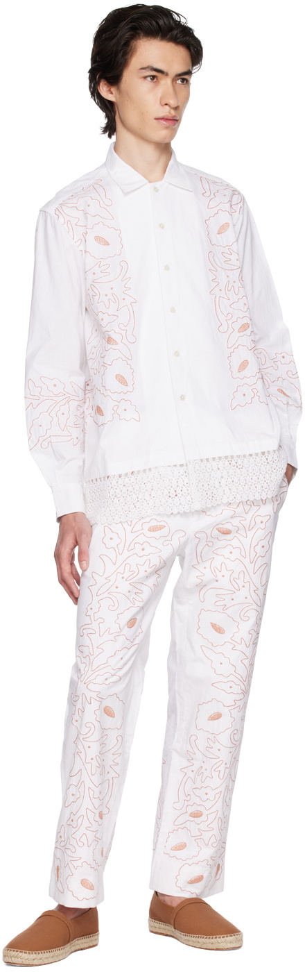 Bode White Braided Couching Shirt