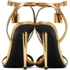 TOM FORD Gold Laminated Padlock Pointy Naked Heeled Sandals