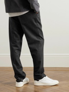 FRAME - Travel Tapered Wool-Blend Flannel Drawstring Trousers - Black