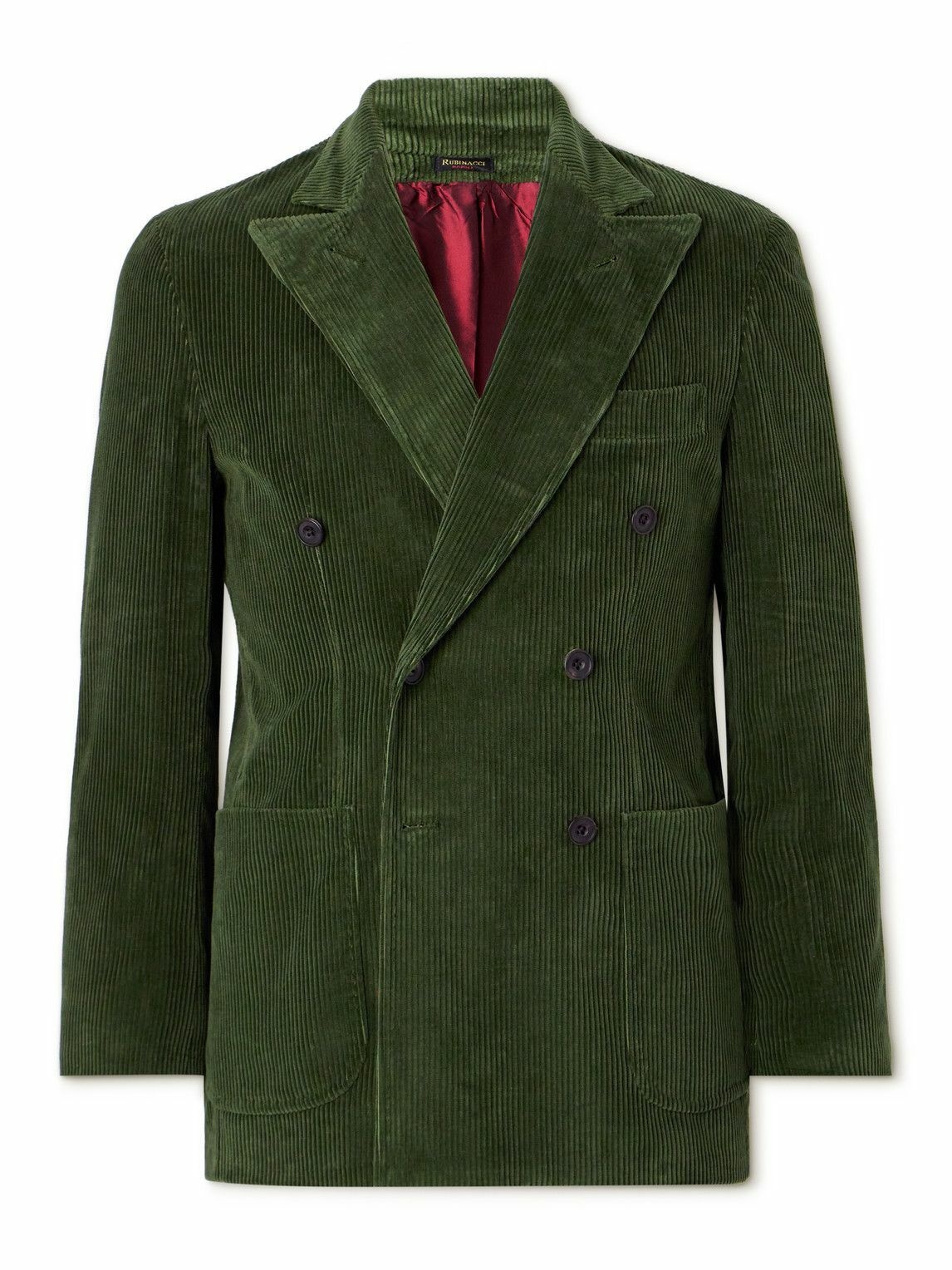 Photo: Rubinacci - DB6 Double-Breasted Cotton-Corduroy Suit Jacket - Green