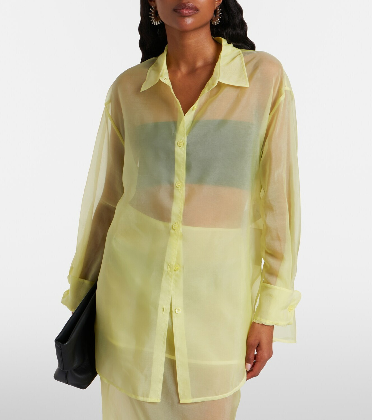 The Frankie Shop Peri sheer silk-blend shirt