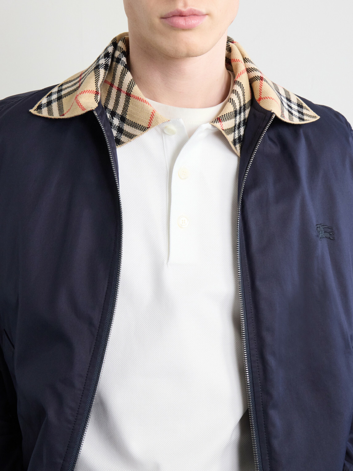 Burberry - Checked Cotton-Piqué Polo Shirt - White