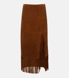 Polo Ralph Lauren Fringed suede midi skirt