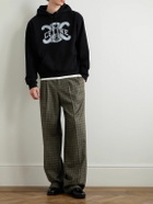 CELINE - Wide-Leg Pleated Checked Wool Trousers - Green