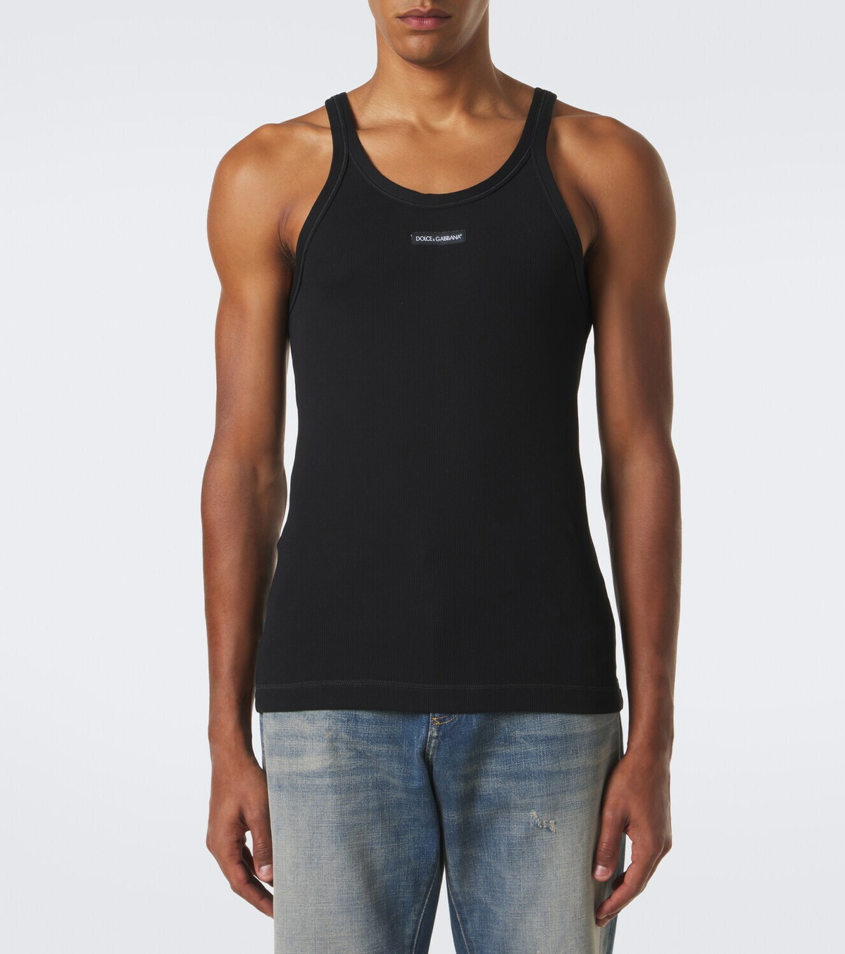 Dolce&Gabbana Logo ribbed-knit cotton tank top