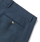 ETRO - Slim-Fit Slub Linen Suit Trousers - Blue