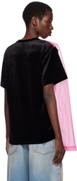 Comme des Garçons Homme Plus Black & Pink Bright Jersey & Nylon Tulle T-shirt