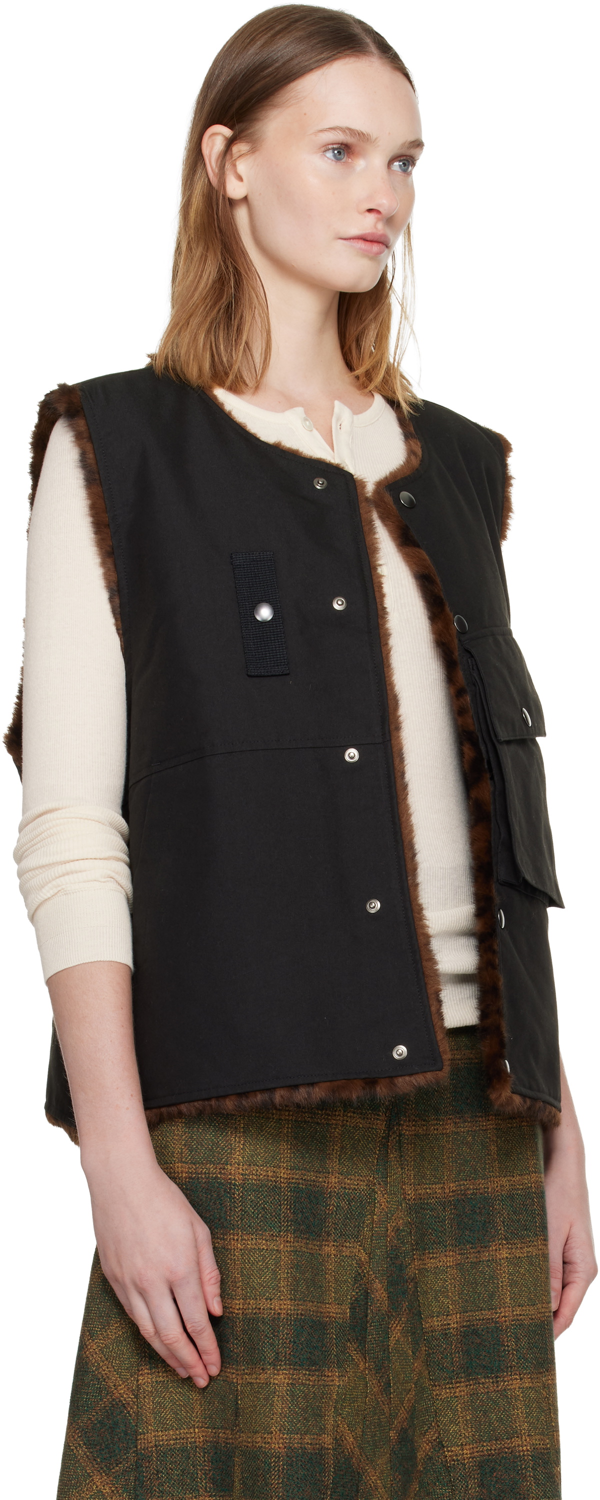 Andersson Bell Black Collarless Pocket Vest