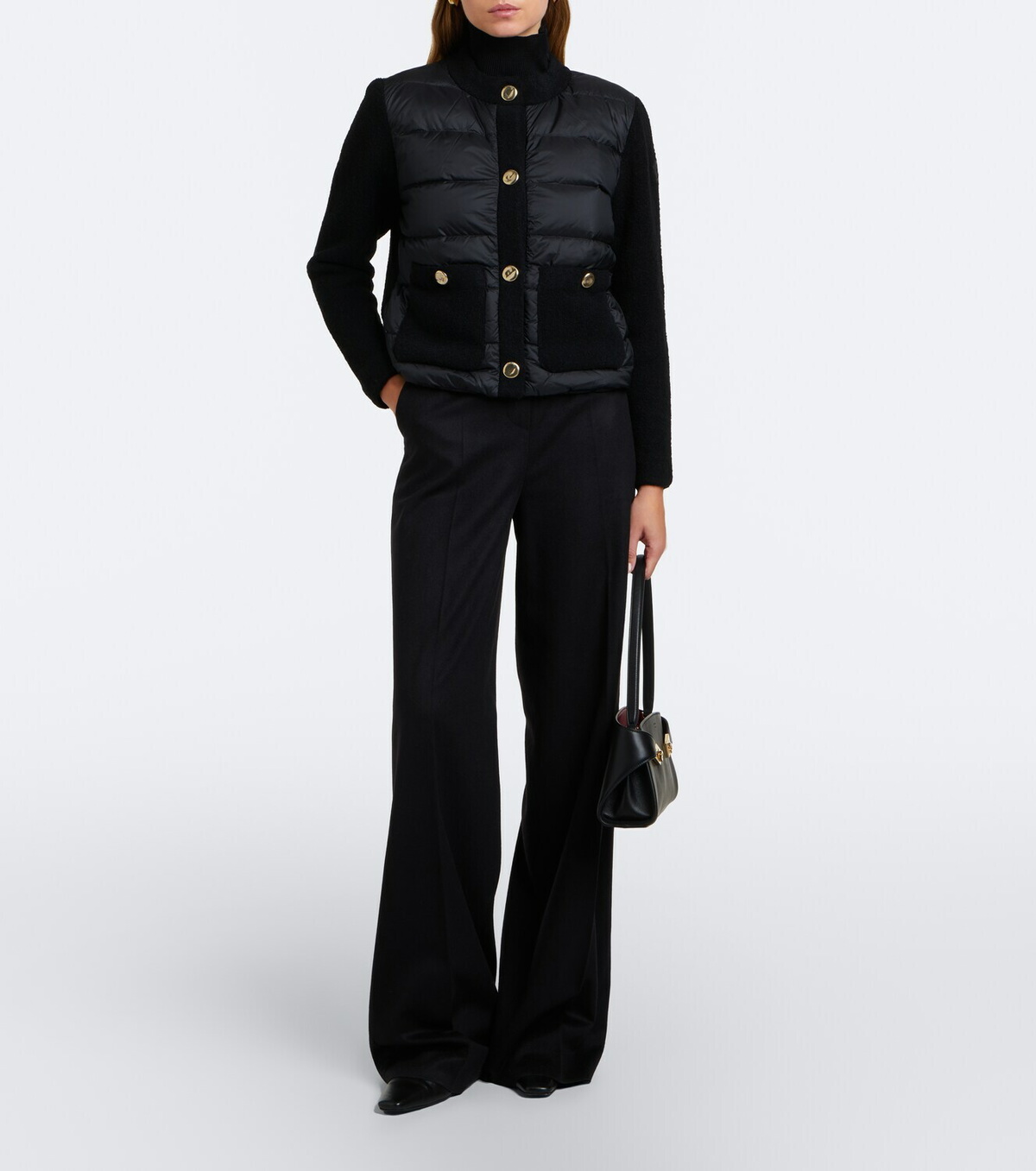 Moncler Down-paneled wool-blend cardigan