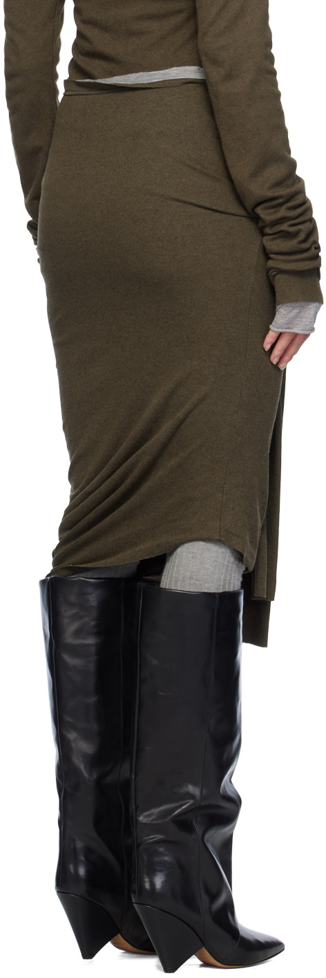 Edward Cuming Khaki Banana Twist Midi Skirt