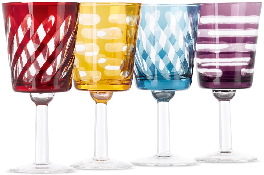 POLSPOTTEN Multicolor Tubular Wine Glass Set