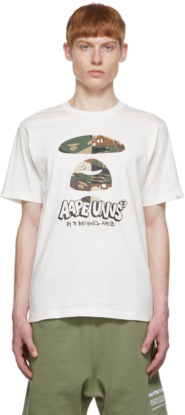 Photo: AAPE by A Bathing Ape Off-White Cotton T-Shirt