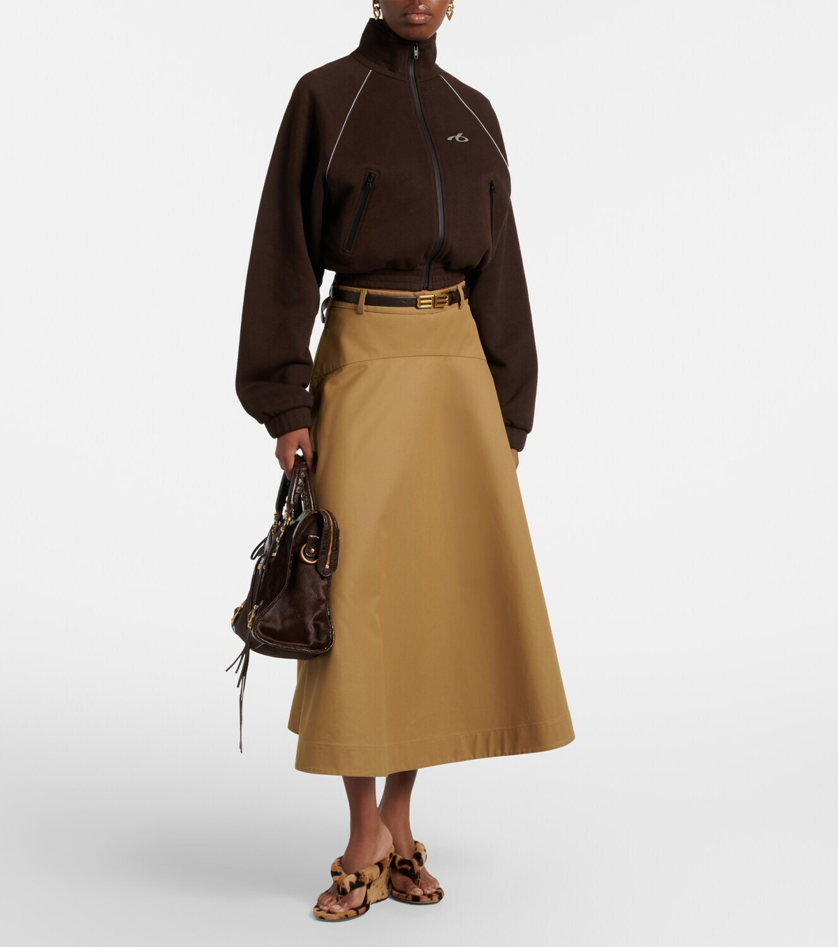 Balenciaga Cotton twill midi skirt
