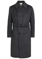 Oliver Spencer Double-breasted Belted Wool-blend Coat Charcoal