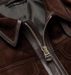 TOM FORD - Slim-Fit Leather-Trimmed Suede Jacket - Brown