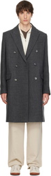 AMI Paris Gray Double Breasted Wool Coat
