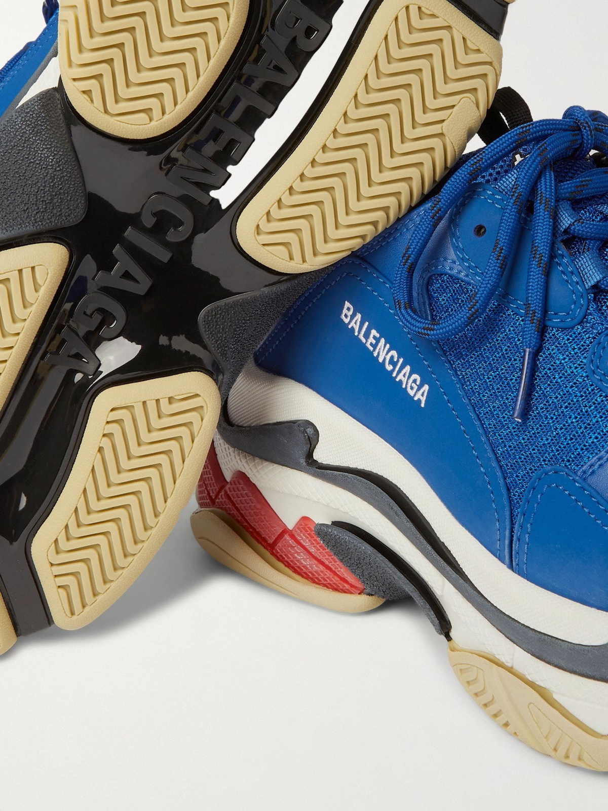Balenciaga Men's Triple S Mesh %26 Leather Sneakers, Blue